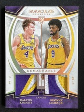 Dalton Knecht, Bronny James Jr. 2024-25 Panini Immaculate Dual Patch Gold RC /10