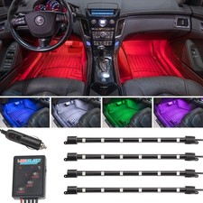4pc Multi-Color LED Interior Footwell Underdash Neon Light Kit for Cars  Tru...