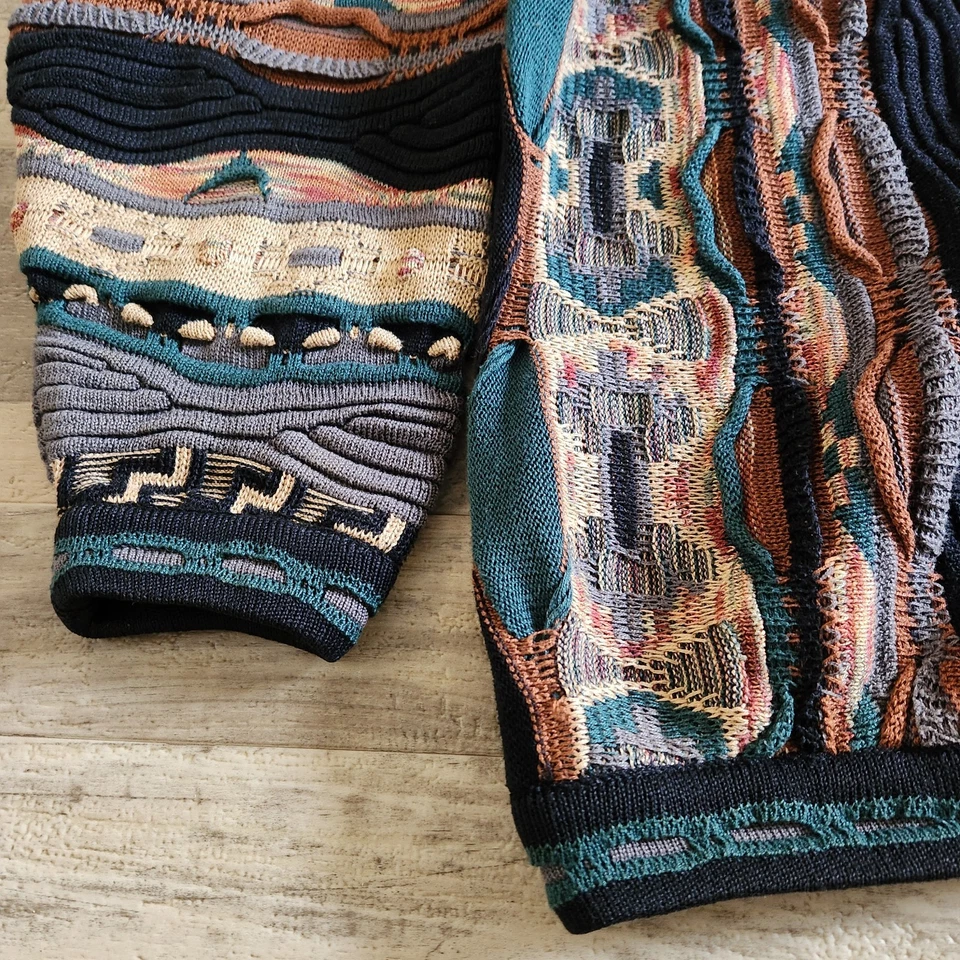 VTG Tundra “Coogi style" Large  Mens Cardigan made in Canada Cotton Multicolor - Image 3 of 4