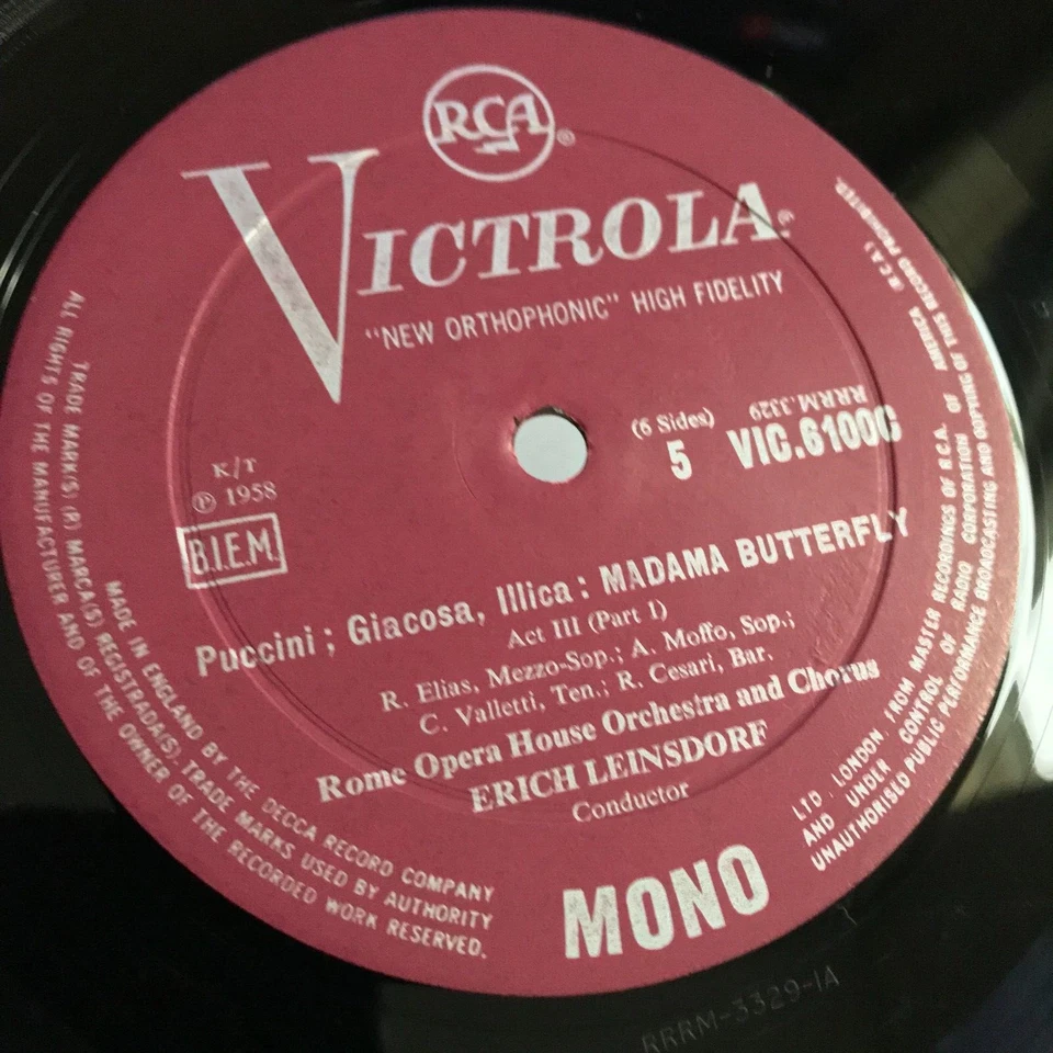 Madama Butterfly Puccini Moffo, Valletti, Erich Leinsdorf 3LP RCA VIC 6100 NM - Image 3 of 4