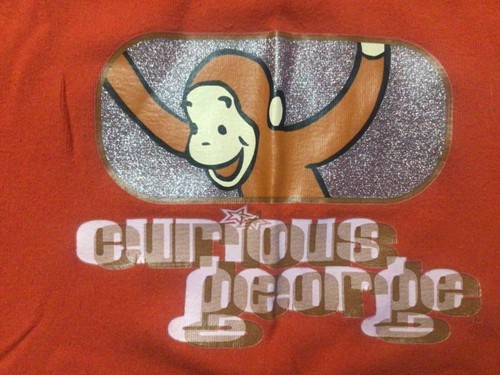 Curious George in Rounded Glitter Window (Women, Shirt, Orange)