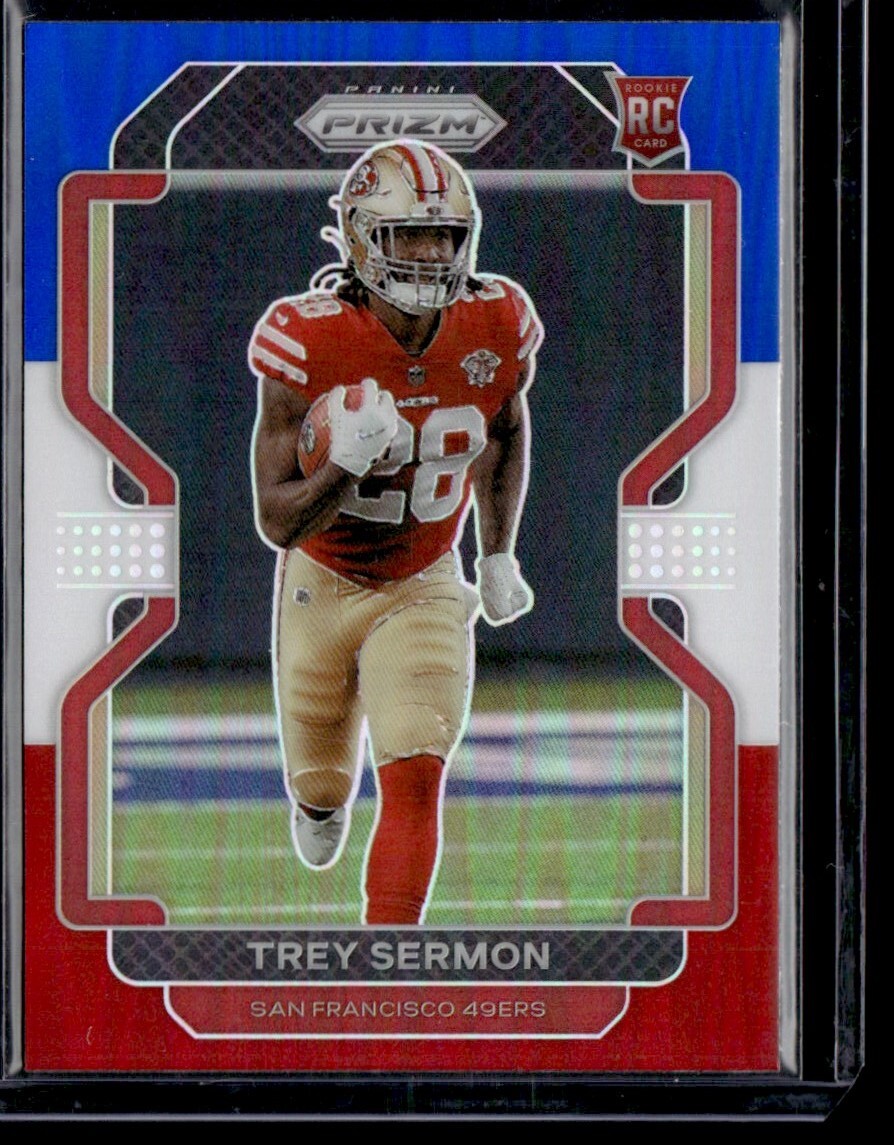 2021 Panini Prizm Red/White/Blue Trey Sermon Rookie San Francisco 49ers #354