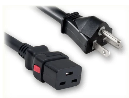 NEMA 6-20P to IEC-60320-C19 AUTO-LOCK, 8FT, 12 AWG, 20A @ 250V, New