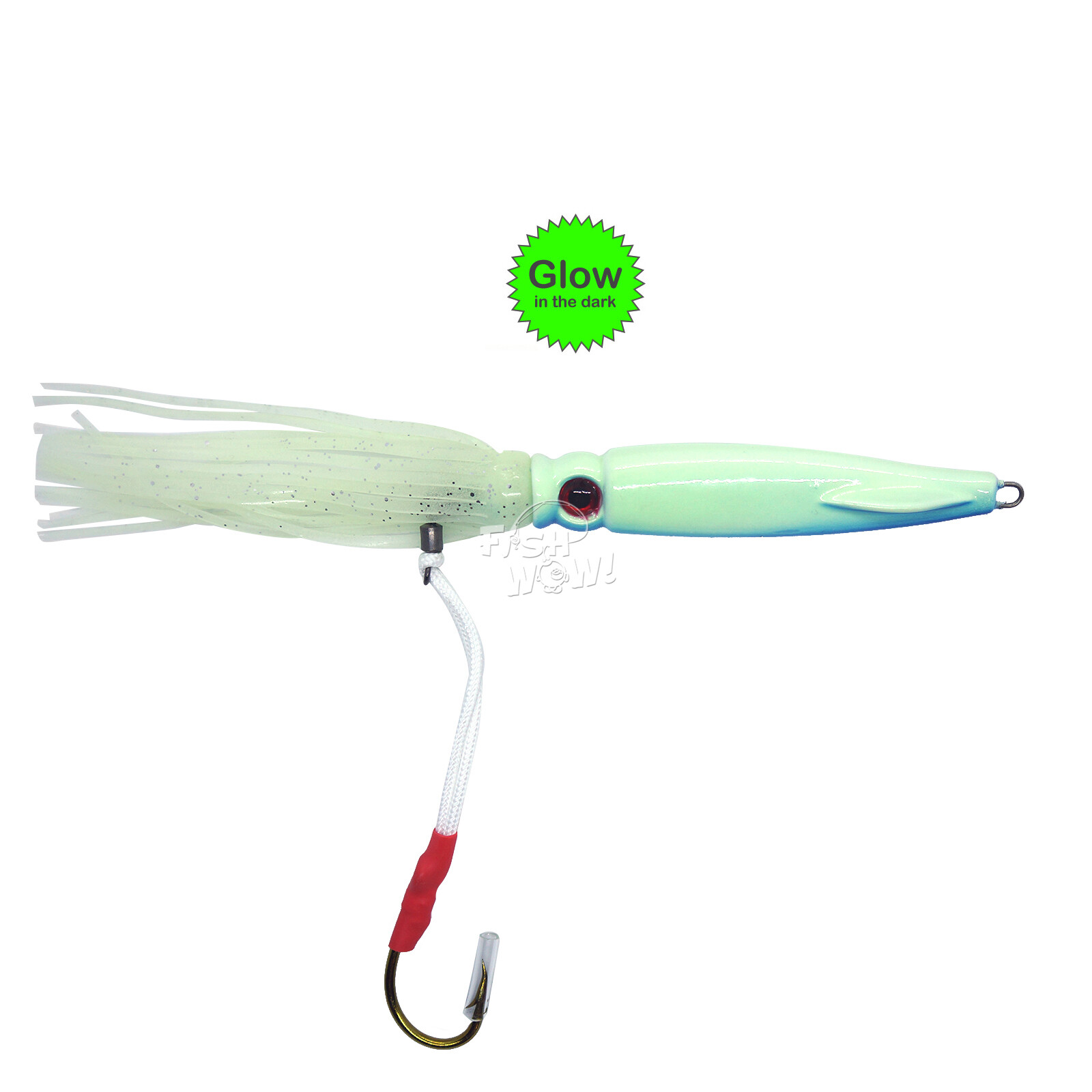 50pcs Fish WOW!® 100g 3D Swim Squid jig Fishing Vertical Jig Random Colors NEW - Image 12