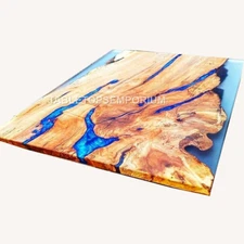 Resin Blue river Epoxy Custom Dining Table Top Acacia Wooden Design Décor Arts