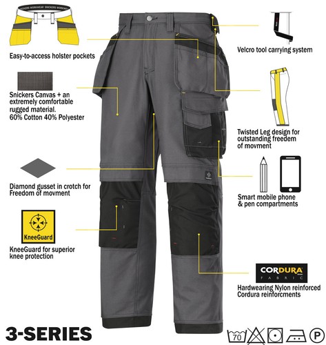 Funda de lona Snickers 3214 Pantalones Pantalones De Trabajo Gris Snickers  directa-Negro | eBay