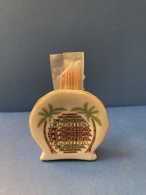 Florida Souvenir Toothpick Holder w Toothpicks - Made in Taiwan