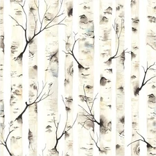 HAOKHOME 92074 Peel and Stick Forest S: 17.7in x 9.8ft, White/Beige/Grey 