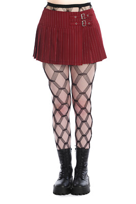 Rot Weiß Nadelstreifen Gothic Emo Rockabilly Mini Faltenrock BANNED Apparel