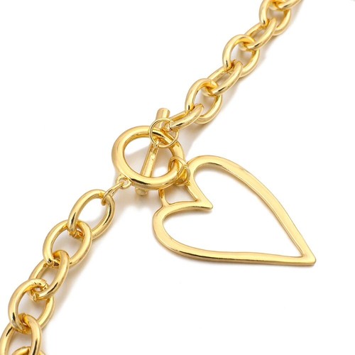 Punk Big Necklace For Women Hollow Heart Pendant Gold Imitation Metal Choker - Picture 2 of 12