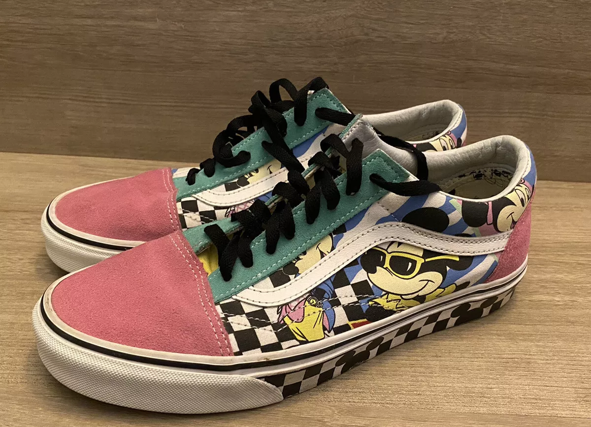 Vans Disney Skool 80s Mickey Pink Teal Checkerboard RARE 9.5 Women 11 | eBay