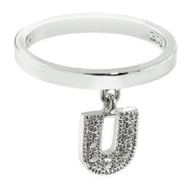Amazon Essentials Womens' Size 7 ''U'' Initial Dangle Ring
