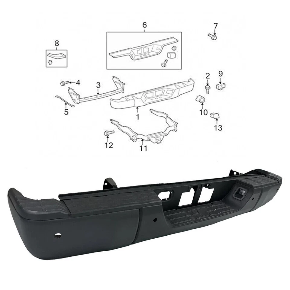 Black Steel Rear Step Bumper Assembly W/Sensor Holes For Toyota Tundra 2014-2021 Foto 4 de 4