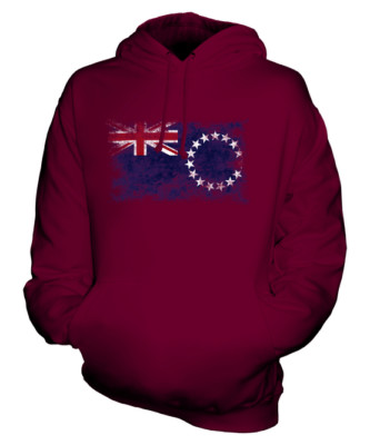 COOK ISLANDS DISTRESSED FLAG UNISEX HOODIE TOP FOOTBALL GIFT  CLOTHING
