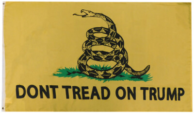 Gadsden Don't Tread On TRUMP 2024 Yellow 100D Woven Poly Nylon 3x5 Flag Banner