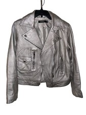 Lauren Ralph Lauren Woman’s Silver Leather Jacket Size 4