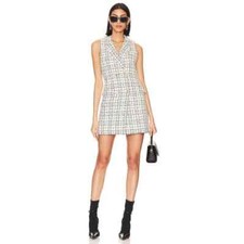 Alice + Olivia Jordy Double Breasted Tuxedo Dress Sz 10 NWOT Tweed Plaid Blazer