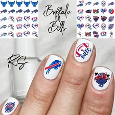 Buffalo Bills Football Waterslide Nail Art Decals Set Of 50 Instructions & Bonus