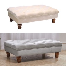 Large Footstool Velvet Chesterfield Pouffe Foot Stool Ottoman Bench Coffee Table