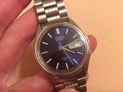 SEIKO 17 Jewel Automatic Men's Watch Blue Dial Stainless Steel