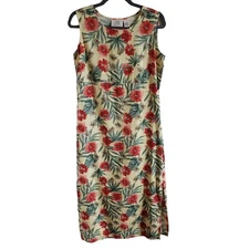 Field Manor Modern Classics Woman Size S Silk Blend Floral Maxi Dress Side Slit