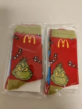 LOT (X2) McDonald's Canada The Grinch 2024 Socks NEW SEALED Adult One Size