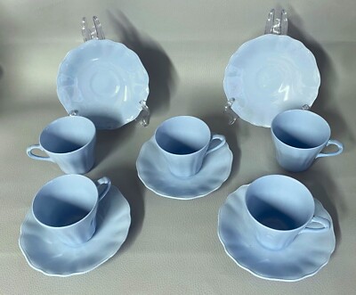 Retro Vintage - J & G Meakin blau Kaffee Tee Tassen und Untertassen Celeste - 1950er Set