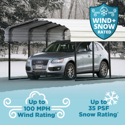 Arrow Storage Products Steel Carport 10x15x07 10x20x7 10x24x7 10x29x7 White Grey