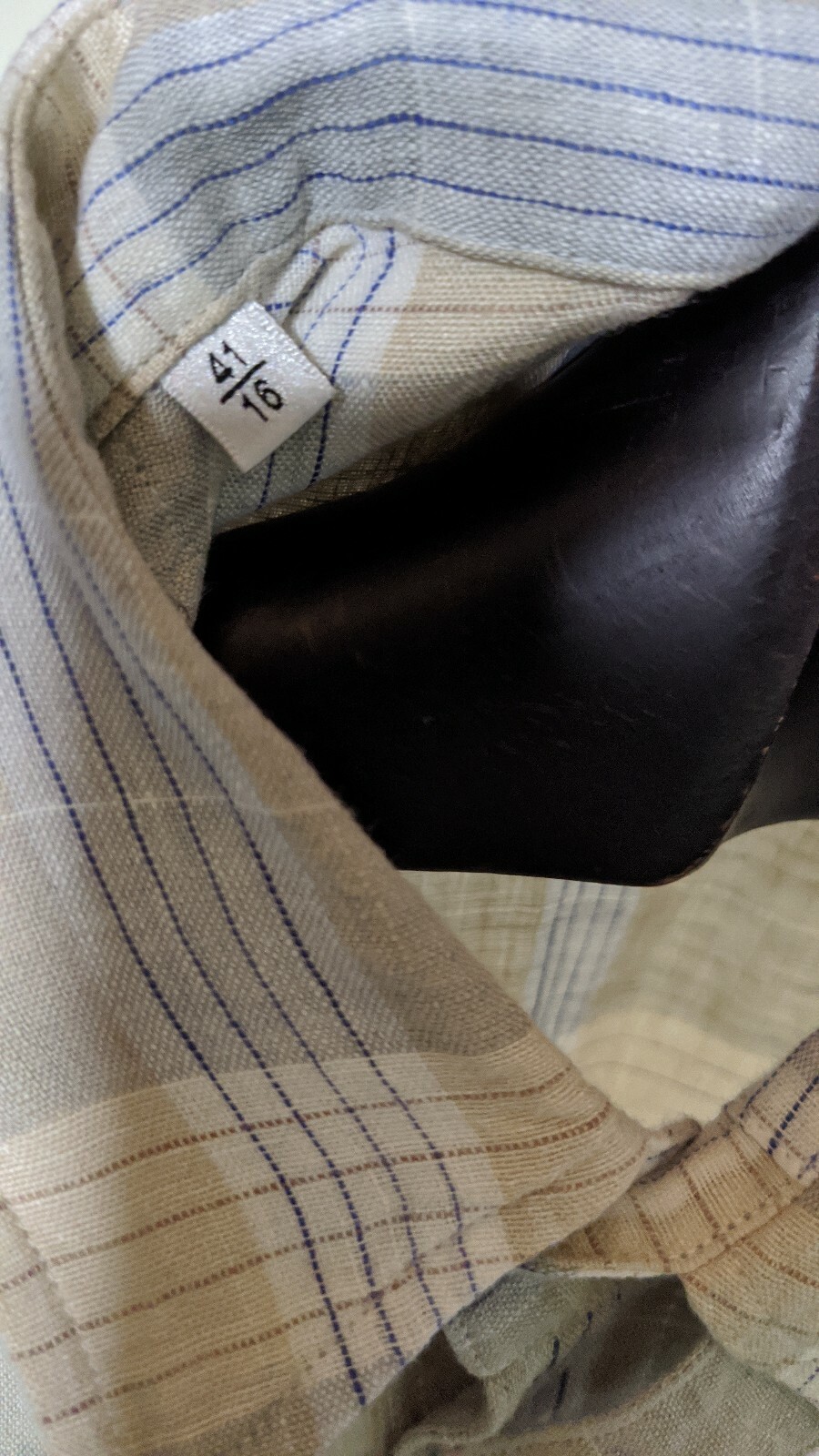 Camicia Yves Saint Laurent primavera 2007 lino a quadretti doppia tasca cinturino collo 41 16