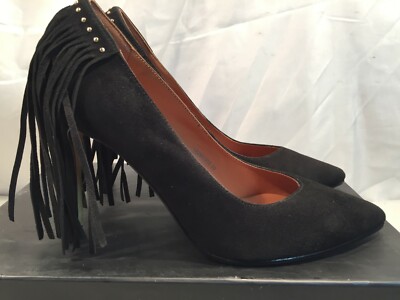 John Lewis schwarze Wildleder-Pumps UK 6 / 39 Damen UND/ODER Arcelia Fransen-Absätze
