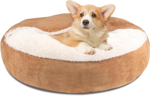 27" Round Pet Bed with Cave Cover - Soft, Easy to Clean, Non-Slip - Picture 3 of 9