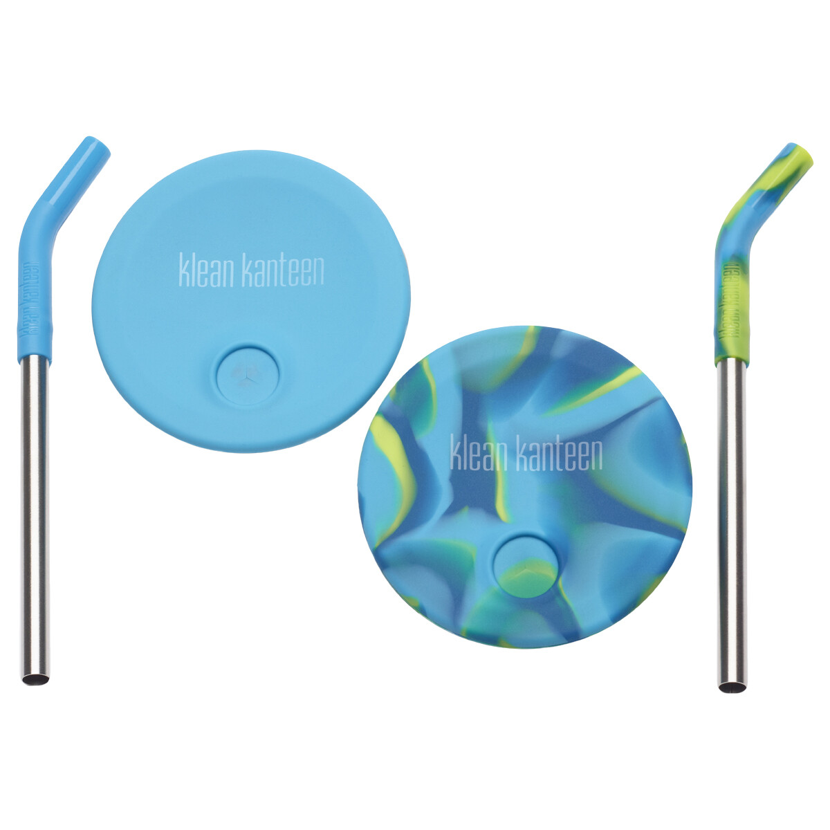 Klean Kanteen Kid's Tazza Straw Lid 2-Pack Gomma Spill Proof Blu/Blu Tie Dye