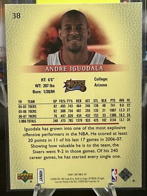 Andre Iguodala Philadelphia 76ers 2007-08 SP Authentic | eBay