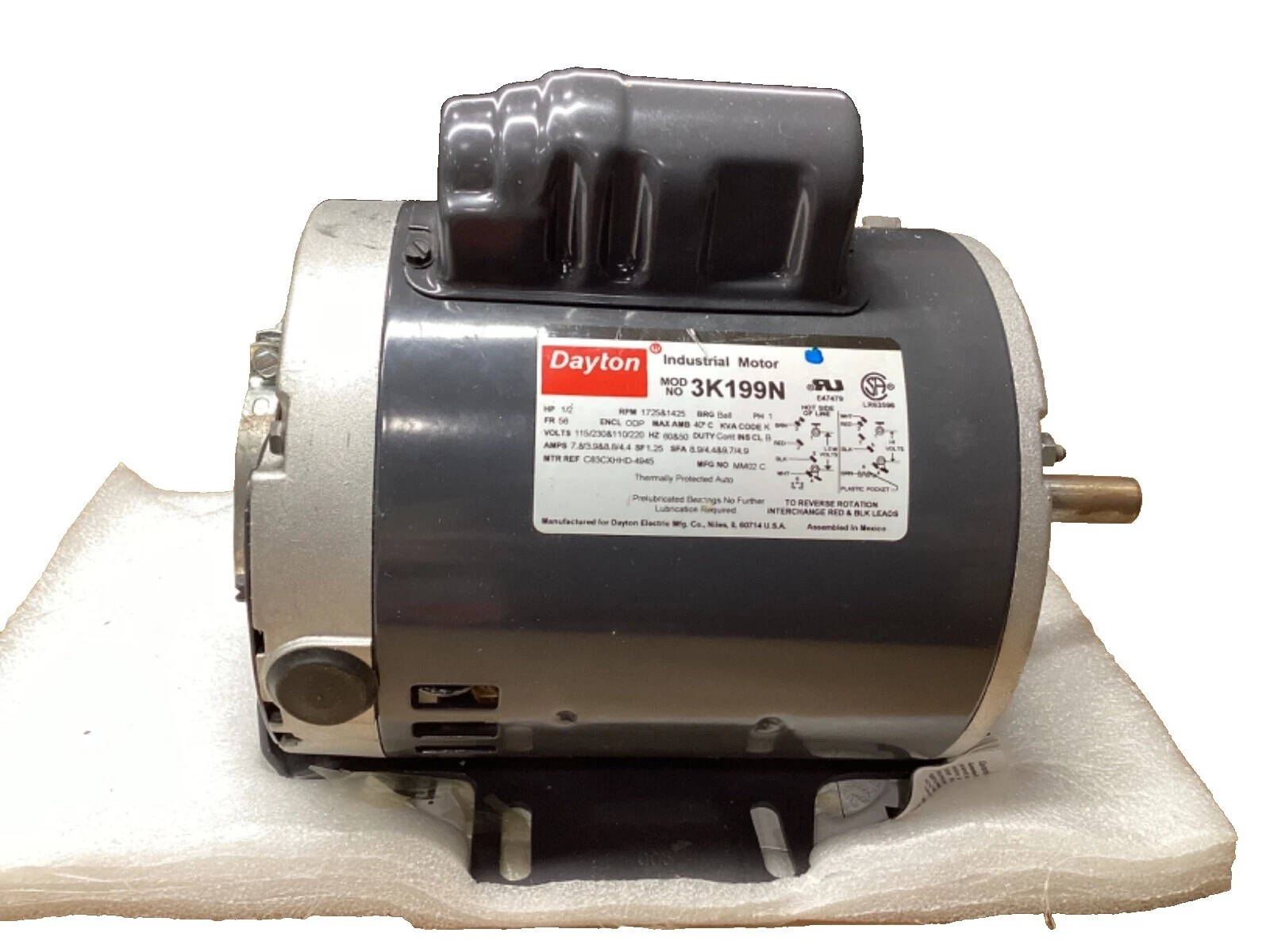 Dayton monofásica 230 V motores eléctricos industriales de propósito general