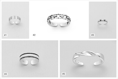 TJS 925 Sterling Silver Toe Ring Bulk Lot of 5 Chain Twist Line ...