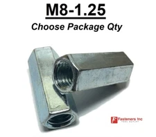 M8-1.25 Coarse Metric Class 6 Hex Threaded Rod Coupling Nut Zinc Plated DIN 6334