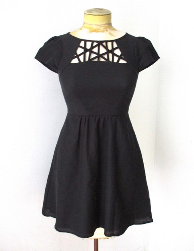 Maeve Anthropologie black skater dress 