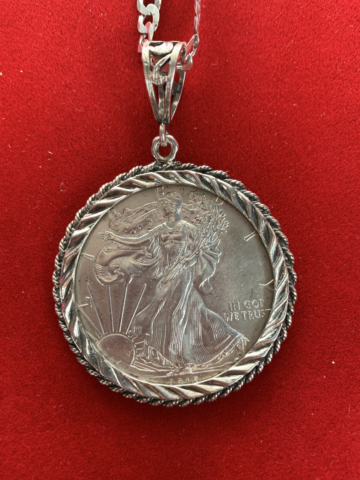 2015 American Eagle Pendant .999 Silver In Sterling S… Gem