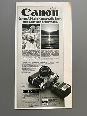 Canon AE-1 Kamera Winder A Speedlite 155 A Original 1978 Vintage Advert Werbung