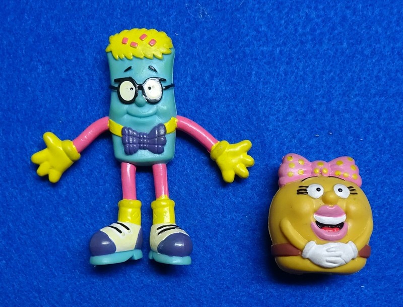 Vintage 1980's Jack in the box - Edger Eggroll bendy-Betty burger finger puppet