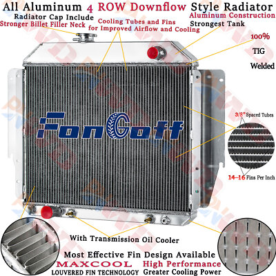 4 Row Radiator for 1979-91 Ford E100 E150 E250 E350 Econoline 5.0L 5.8L V8 1990