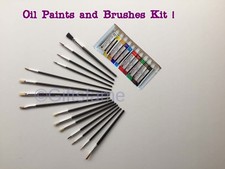 10 X 12 ml OIL COLOUR COLOR PAINT OILPAINTS, 15 PAINTING BRUSHES ARTIST SET