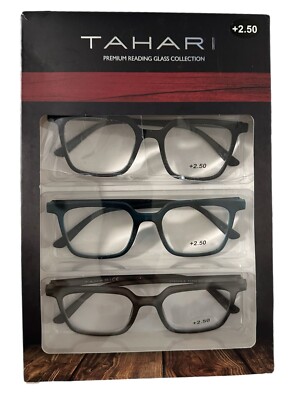 Tahari Premium 3-Pack Reading Glasses Readers Multi Color +2.50 Authentic NEW