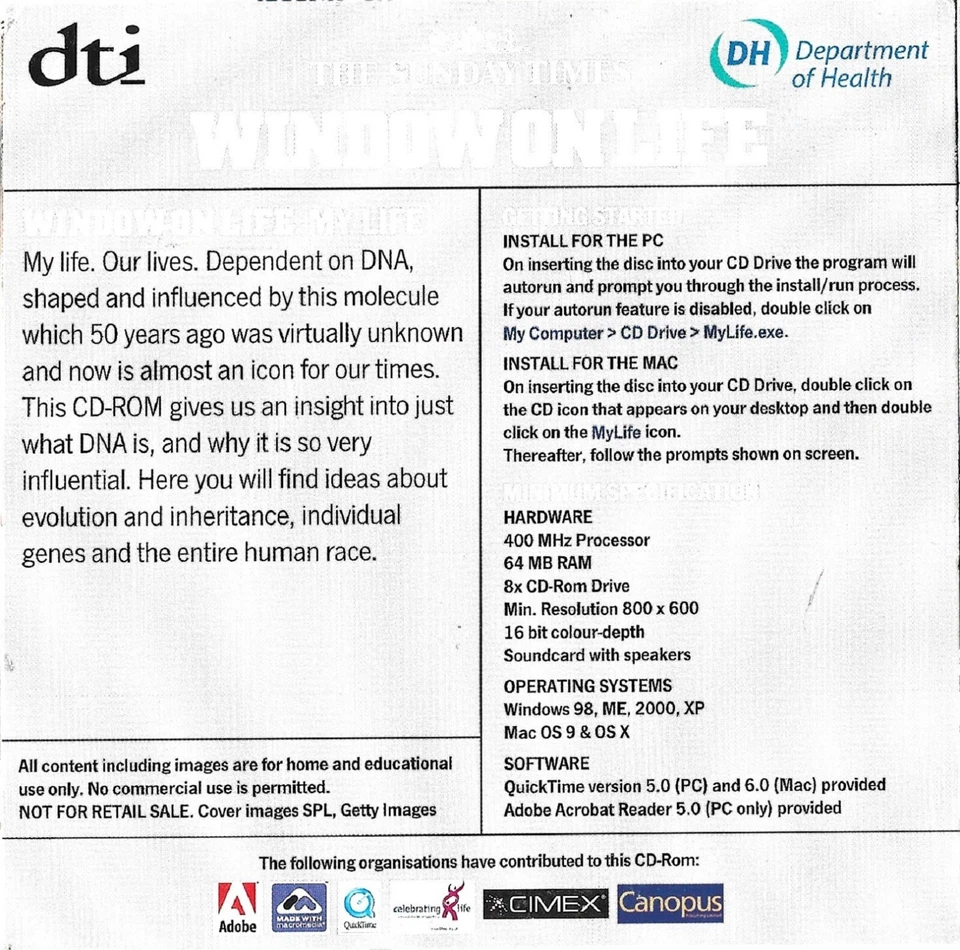 WINDOW ON LIFE ~ 1: MY LIFE ~ TIMES PROMO CD-ROM - Image 2 of 2