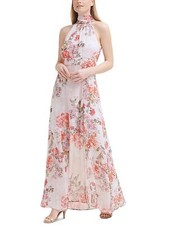 Eliza J EJ1-8289 Floral Halter Neck Slim Maxi Dress SZ 10 Blush/Pink
