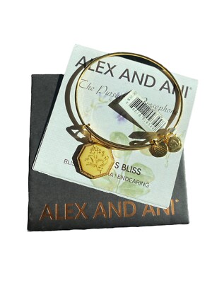 NEW Alex and Ani Fortune's Bliss Sweet Pea Bracelet - Gold Toned Adjustable NIB