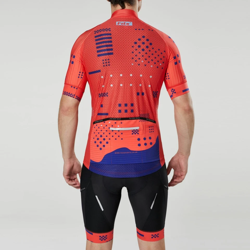 FDX Mens All Day Cycling Jerseys Short Sleeve Bike Suit 3D Gel Padded Bib Shorts - Image 4 of 4