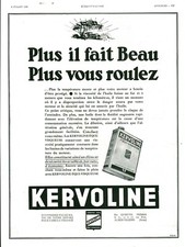 Publicité ancienne huile pour moteur Kervoline  1935 issue de magazine