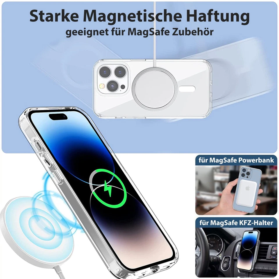 Magsafe Hülle iPhone 16 15 14 13 12 11 Pro Max 2x Panzerfolie Kamera Glas Schutz - Bild 4 von 4
