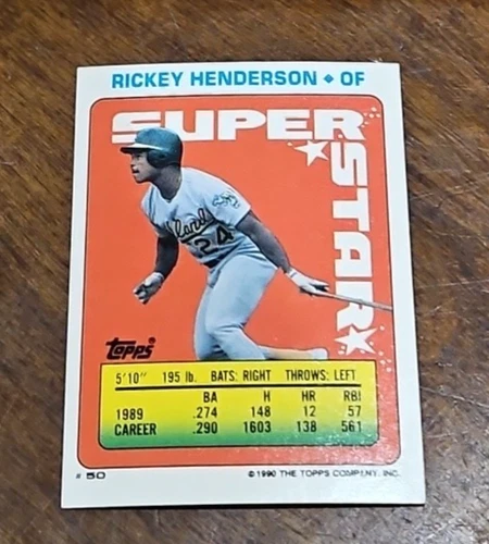 1990 Topps Super Star Sticker Cards Ricky Henderson #50  Nolan Ryan #242 Back